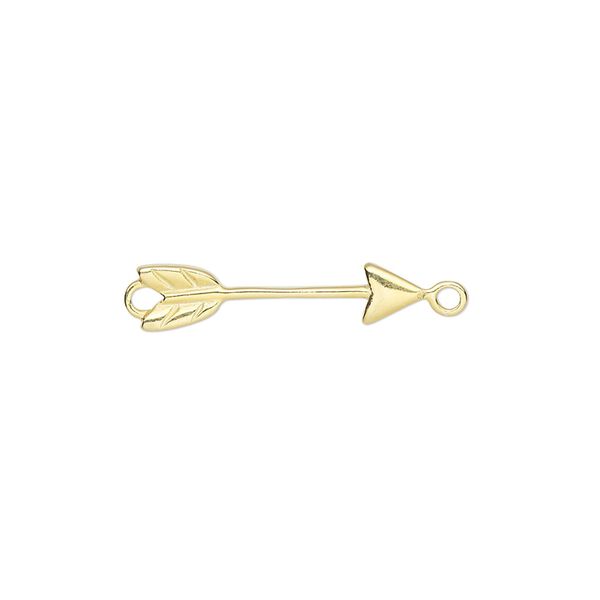 Link, gold-finished sterling silver, 21x5mm 3D arrow. Sold per pkg of 2. image number 0
