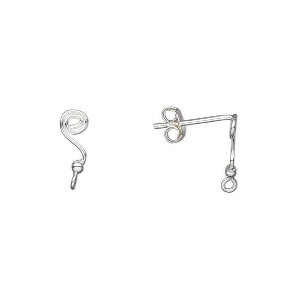 Earstud, sterling silver, 9mm spiral with closed loop. Sold per pair. image number 0