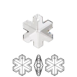 Drop 1pk crystal, Crystal Passions® 20x17mm pendant snowflake 6704