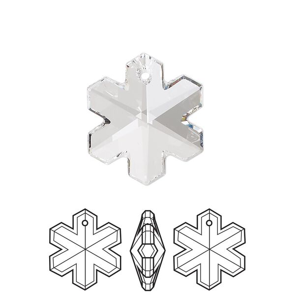 Drop 1pk crystal, Crystal Passions® 20x17mm pendant snowflake 6704 image number 0