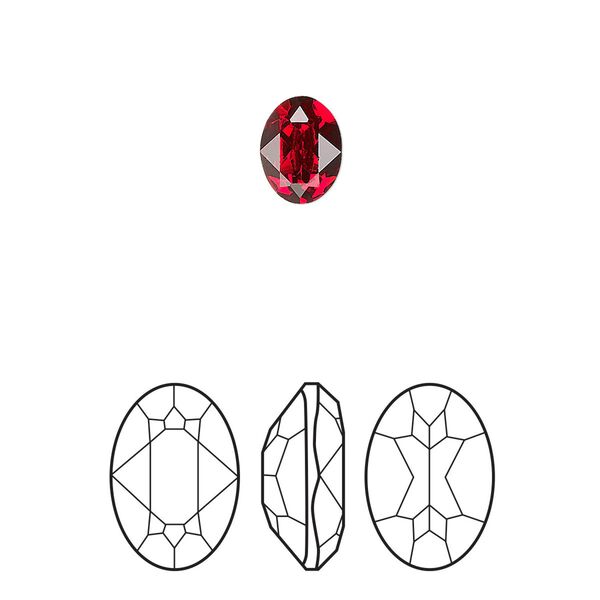 Fancy stone 180pk scarlet foil back, Swarovski® 8x6mm oval 4120 image number 0