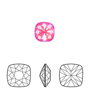 Fancy stone 1pk crystal ultra pink AB, Crystal Passions® 10mm cushion 4470