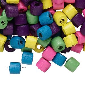 Bead mix, wood, mixed colors, 7x6mm heishi. Sold per 400-gram pkg, approximately 3,800 beads.