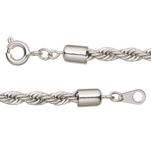 Chain, antique silver-finished steel, 4mm French rope, 18 inches with springring clasp. Sold individually.