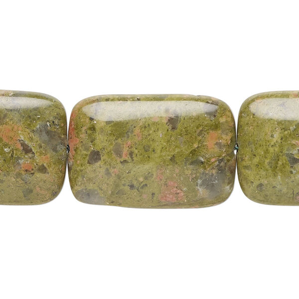 Unakite 1pkg1, puffed rectangle bead natural B grade, 15 inch 25x17mm image number 0