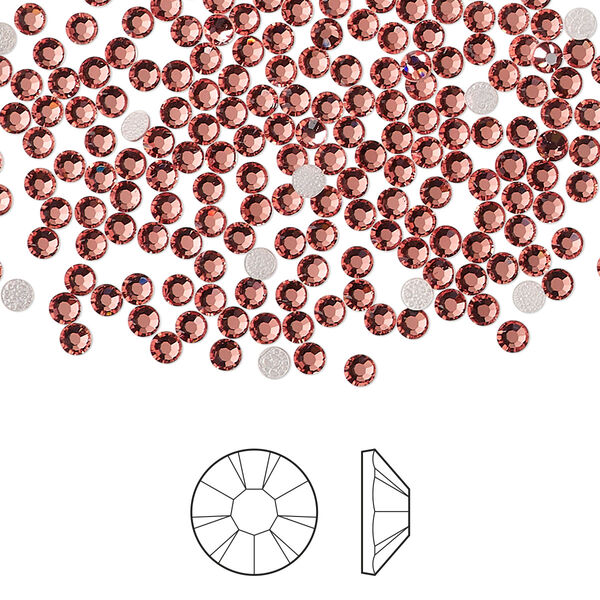 Flat back 1440pk rose peach foil back, Preciosa MAXIMA Czech crystal hotfix rhinestone 2.3-2.5mm chaton rose round SS8 image number 0