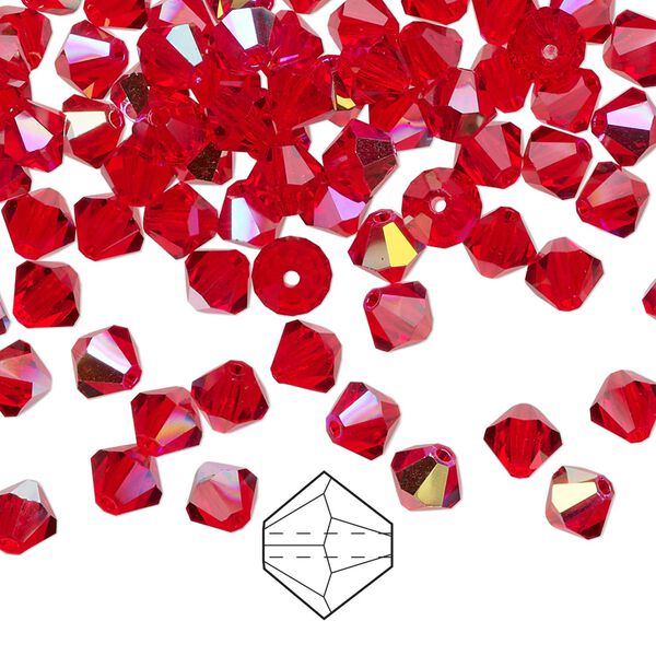 Bead 144pk light Siam AB, Preciosa Czech crystal 5mm bicone image number 0