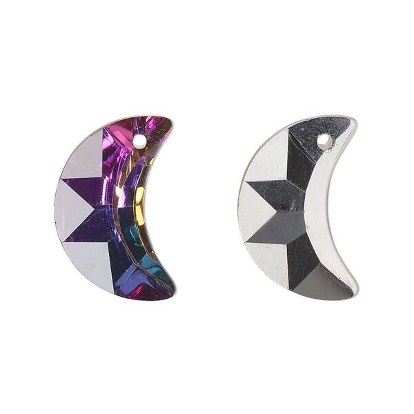 Drop, glass, opaque clear vitrail medium, 20x13mm moon. Sold per pkg of 4. image number 0