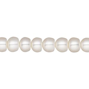Pearl, White Lotus™, cultured freshwater (bleached), white, 7-7.5mm button, B grade. Sold per 15-1/2" to 16" strand.
