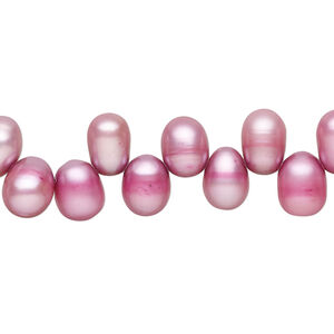 Freshwater pearl 1pkg1, top-drilled rice, 15 inch purple and light thistle 7x5mm-10x7mm cultured