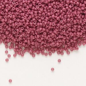 Seed bead, Miyuki, glass, pkg/35g, #15 rocaille, Duracoat® opaque outside dyed pansy, (RR-4468).