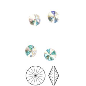 Chaton 12pk crystal AB foil back, Preciosa MAXIMA Czech crystal rhinestone 6.14-6.32mm rivoli SS29