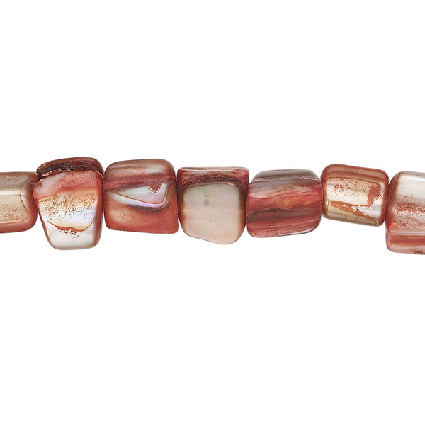 Mother-of-pearl shell 1pkg1, triangle tube bead 14 inch antique red 6x6mm-10x8mm image number 0