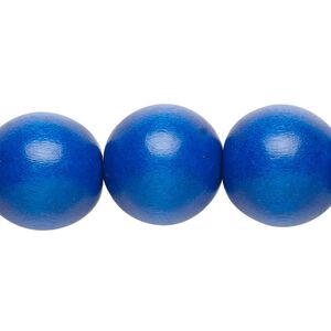 Bead, Taiwanese cheesewood (dyed / waxed), dark blue, 15-16mm round. Sold per 15-1/2" to 16" strand.