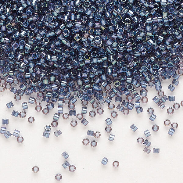 Seed bead, Delica®, glass, pkg/250g, #11 round, translucent tidal-lined luster crystal clear (DB-2387). image number 0