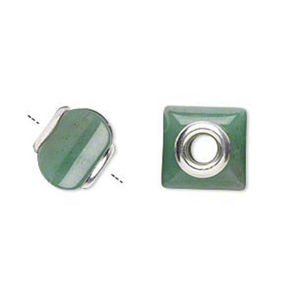 Bead Dione® 1pkg1 green aventurine, 11x10mm-13x11mm square rondelle 4mm hole B grade, natural image number 0