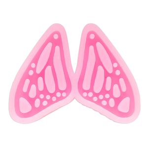 Mold, silicone, pink, 2-3/8 x 1-7/8 inches with (2) 42x24mm butterfly wings, 4.5mm depth. Sold individually.