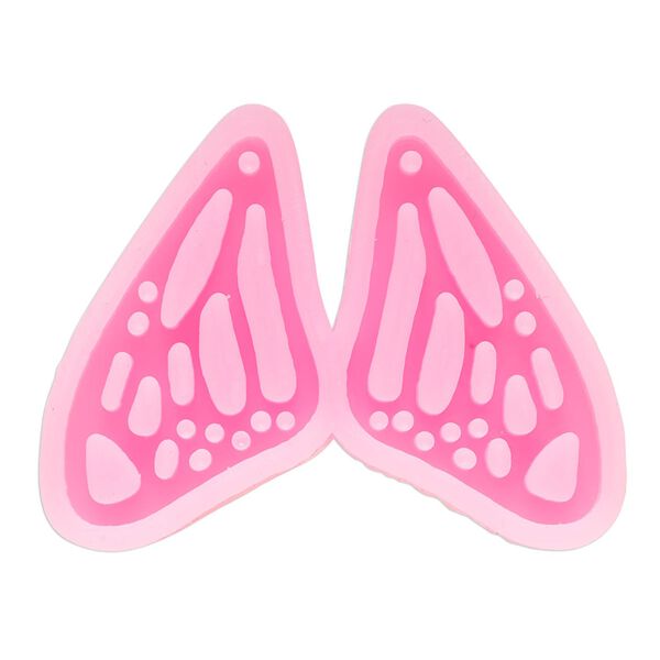 Mold, silicone, pink, 2-3/8 x 1-7/8 inches with (2) 42x24mm butterfly wings, 4.5mm depth. Sold individually. image number 0