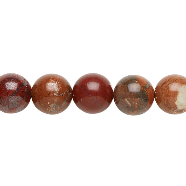 Bead, red flake jasper (natural), 10mm round, B grade, Mohs hardness 6-1/2 to 7. Sold per 15-1/2" to 16" strand. image number 0