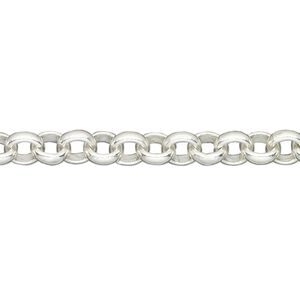 Chain, silver-plated brass, 6mm rolo. Sold per pkg of 5 feet.