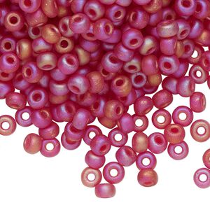 Seed bead, Miyuki, glass, pkg/25g, #6 rocaille, translucent matte rainbow dark cranberry, (RR-141DFR).