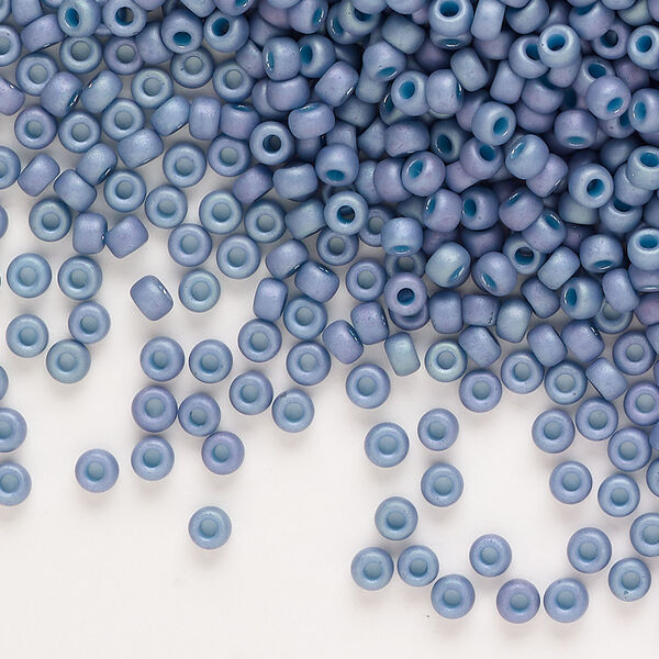 Seed bead, Miyuki, 1pkg250g, glass, #8 rocaille, opaque matte rainbow steel blue (RR-2030) image number 0