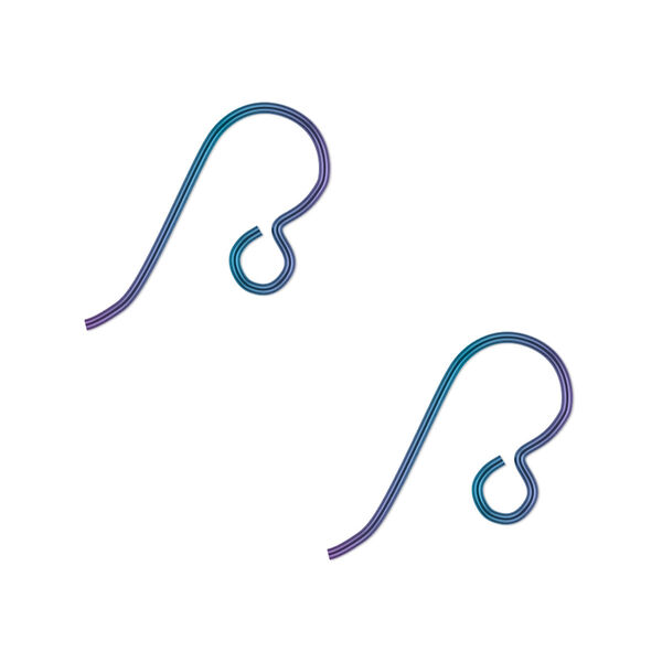 Ear wire, anodized niobium, aqua, 13mm fishhook with open loop, 20 gauge. Sold per pkg of 5 pairs. image number 0