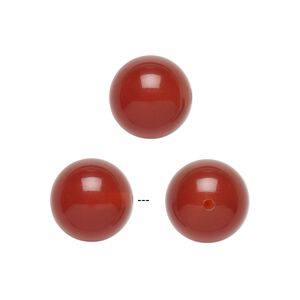 Carnelian 1pkg2, half-drilled round bead 10mm