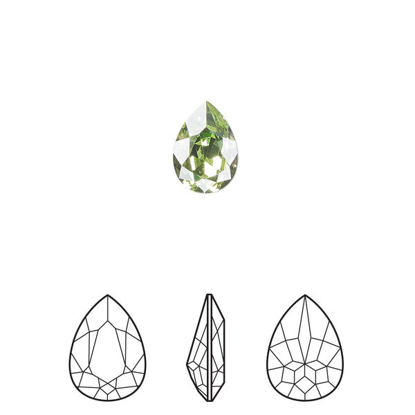 Fancy stone 2pk peridot foil back, Crystal Passions® Regenerated 10x7mm pear 4320 image number 0