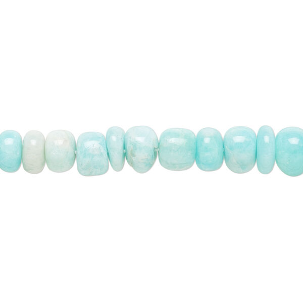 Bead, amazonite (natural), 5x1.5mm-6.5x5mm graduated hand-cut rondelle, B+ grade, Mohs hardness 6 to 6-1/2. Sold per 15-1/2" to 16" strand. image number 0