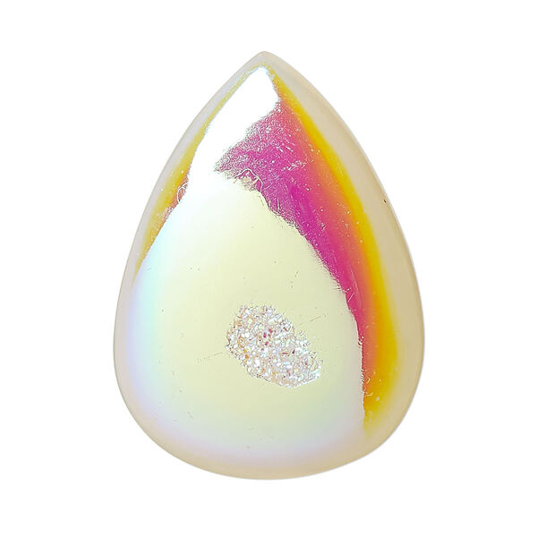 Druzy agate 1pkg1, hand-cut non-calibrated dichroic teardrop cab C grade, 35x25mm-38x26mm image number 0
