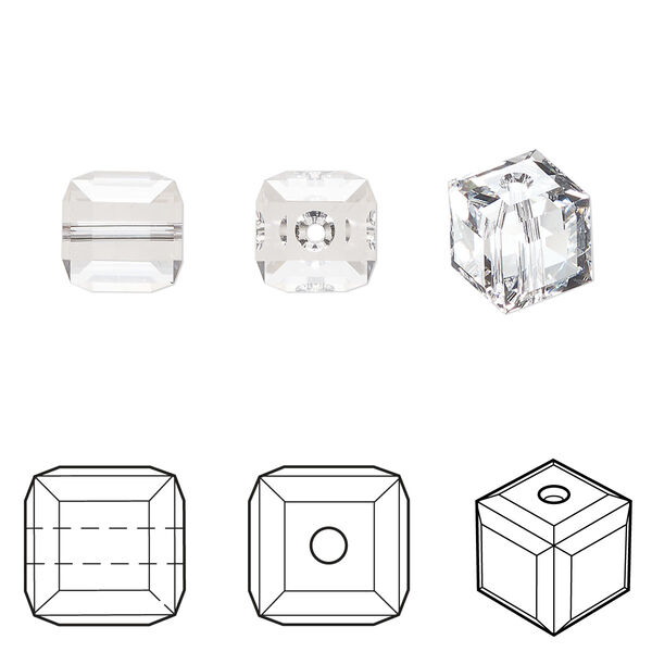 Bead 48pk crystal, Crystal Passions® 8mm cube 5601 image number 0