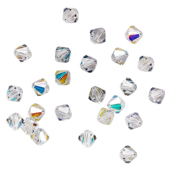 Bead 24pk crystal AB, Preciosa Czech crystal 6mm bicone image number 0