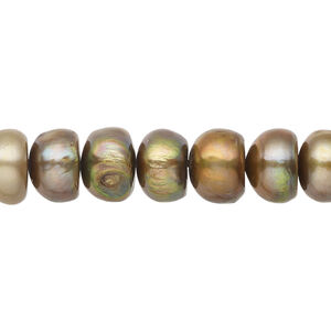 Freshwater pearl 1pkg1, button, 15 inch antique bronze 9-10mm cultured