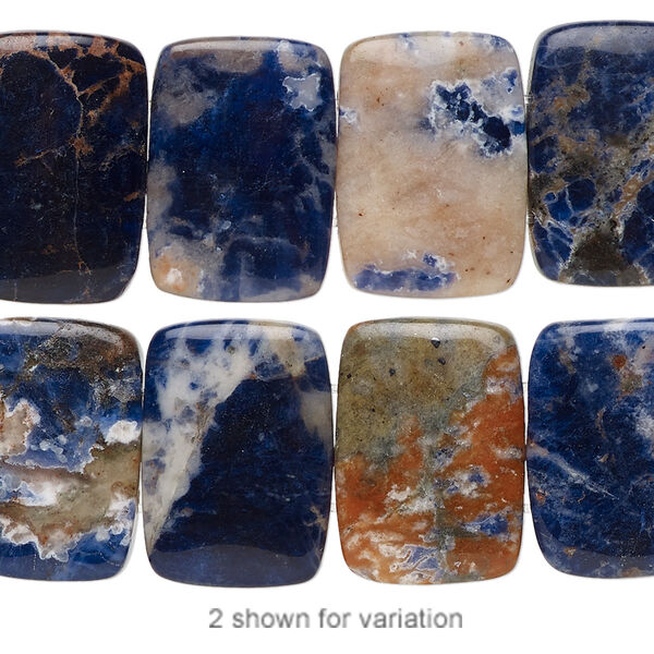 Bead, orange sodalite (natural), 18x13mm double-drilled rectangle with 0.5-1.5mm holes, B grade, Mohs hardness 5 to 6. Sold per 8-inch strand, approximately 15 beads. image number 0