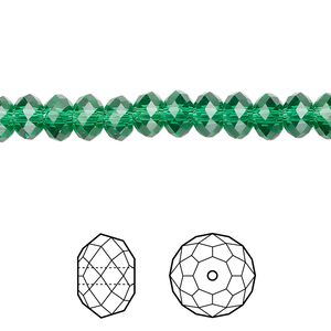 Bead 360pk majestic green, Swarovski® 6x4mm rondelle 5040