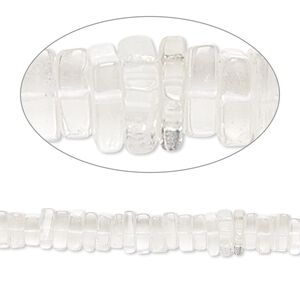 Quartz crystal 1pkg1, hand-cut square rondelle bead natural 8 inch 3x1mm-6x3mm