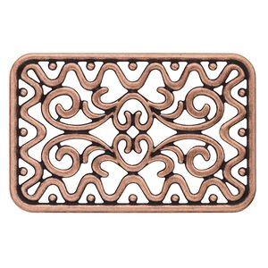 Focal, antique copper-plated steel, 49x32mm single-sided fancy rectangle. Sold per pkg of 8.