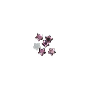 Flat back 6pk iris foil back, Crystal Passions® hotfix rhinestone 4mm star flower 3754