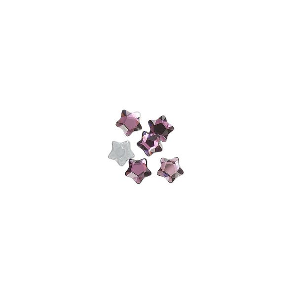 Flat back 6pk iris foil back, Crystal Passions® hotfix rhinestone 4mm star flower 3754 image number 0