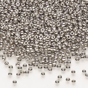 Seed bead, Dyna-Mites™, glass, pkg/1/2kg, #11 round, opaque nickel finish, (573 11/0 RR).