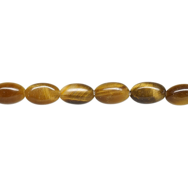 Bead, tigereye (natural), 8x5mm flat oval, B grade, Mohs hardness 7. Sold per 15-1/2" to 16" strand. image number 0