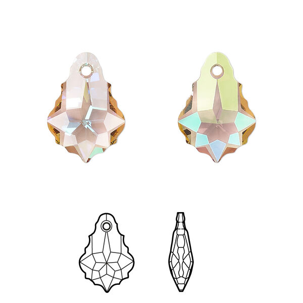 Drop 2pk crystal purple haze, Crystal Passions® 16x11mm pendant baroque 6090 image number 0