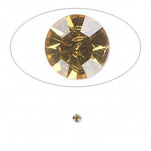 Chaton, glass rhinestone, light topaz, foil back, 2.2-2.3mm faceted round, PP16. Sold per pkg of 72.