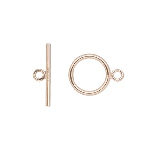 Clasp toggle 1pkg1 14Kt rose gold-filled, 11mm round, 1-strand