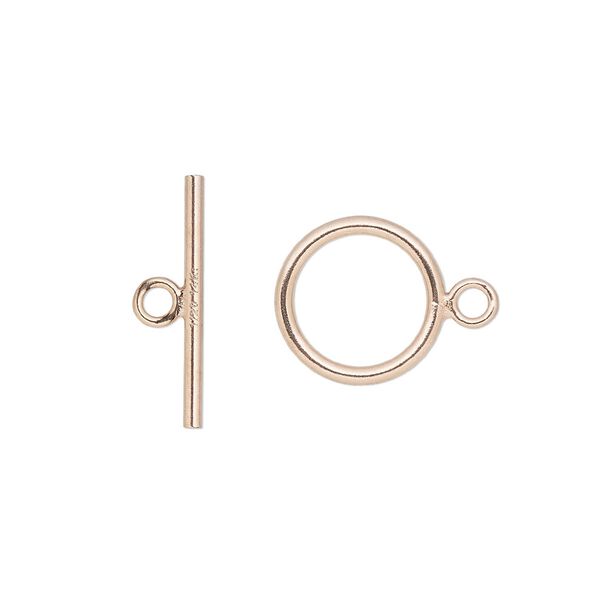 Clasp toggle 1pkg1 14Kt rose gold-filled, 11mm round, 1-strand image number 0