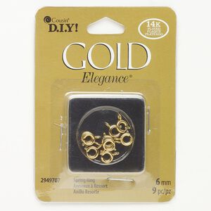 Springring 1pkg9 gold-plated, 6mm round, lacquer copper / steel clasp 1-strand