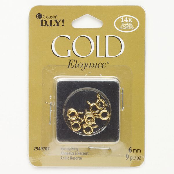 Clasp springring copper steel 9pk 6mm round, gold plate lacquer image number 0