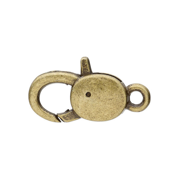 Clasp, lobster claw, antique brass-plated "pewter" (zinc-based alloy), 24.5x12.5mm. Sold per pkg of 6. image number 0
