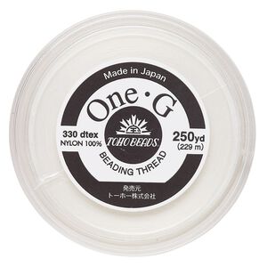 Thread, TOHO BEADS®, One-G™, nylon, white, size 0. Sold per 250-yard spool.